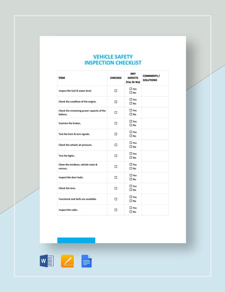 Workplace Safety Inspection Checklist Template - Word ...
