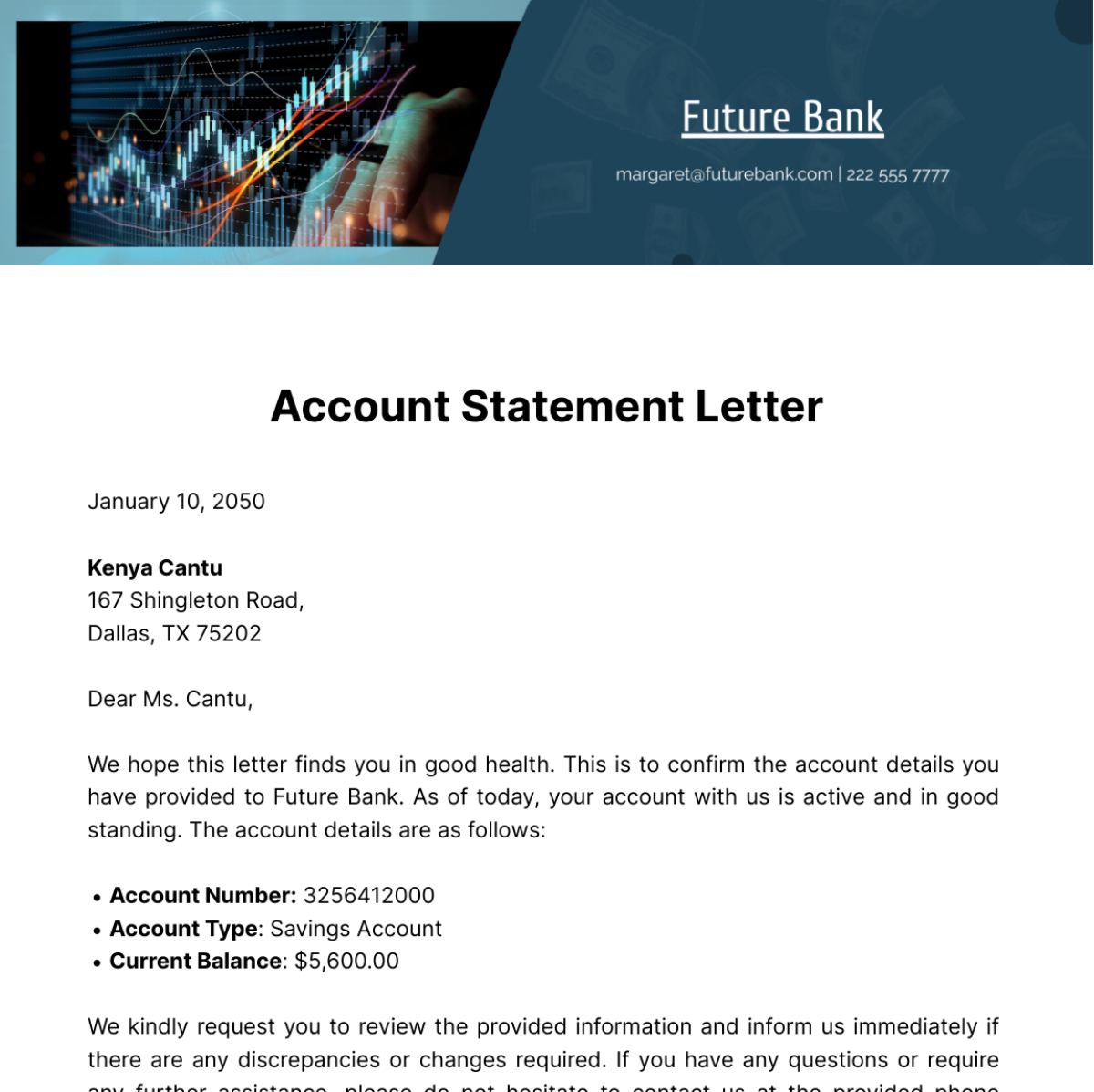 Free Account Statement Letter Template