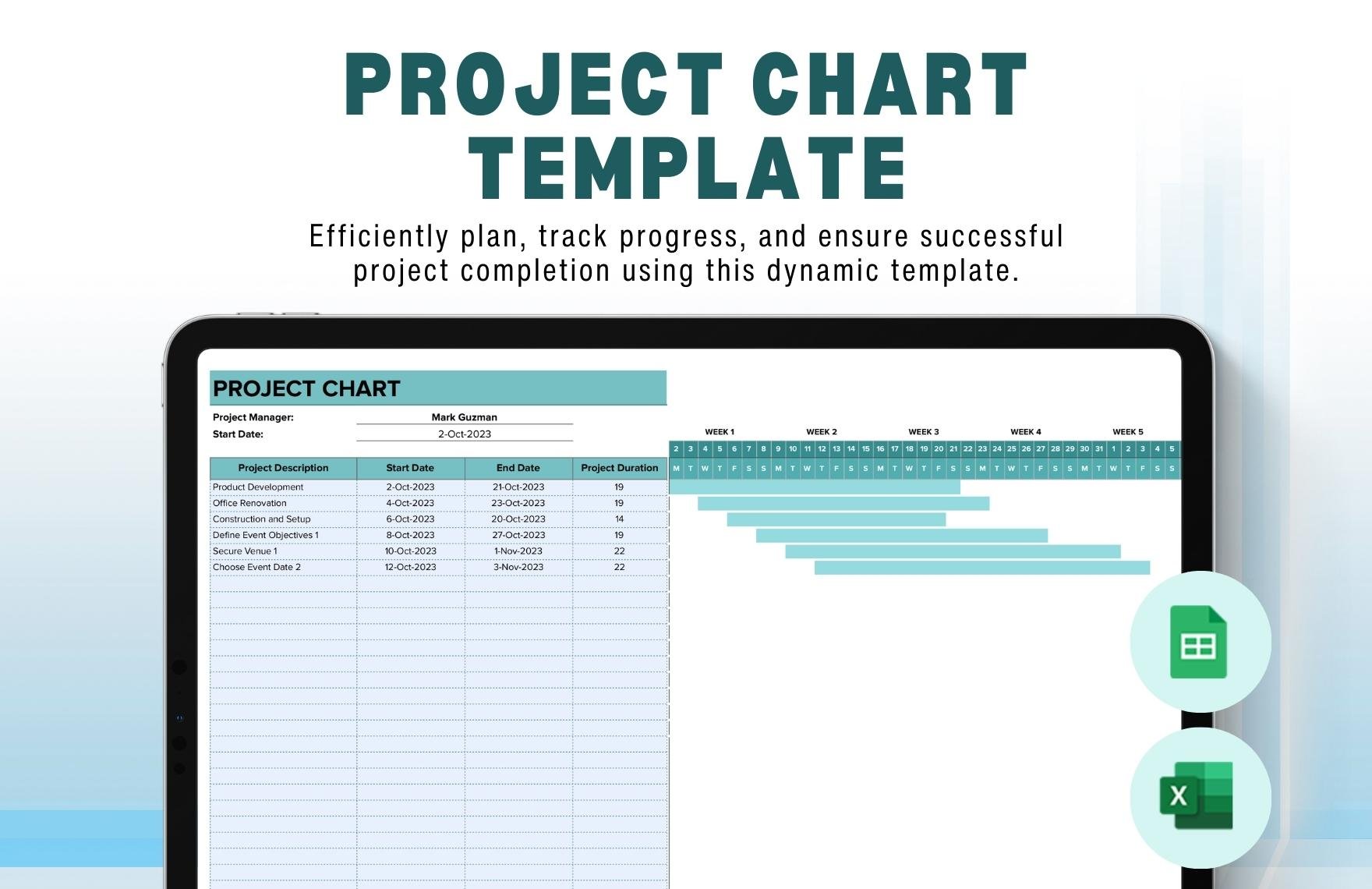 Project Chart Template in Excel, PDF, Google Sheets