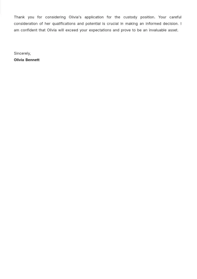 Free Character Reference Letter For Custody Template to Edit Online