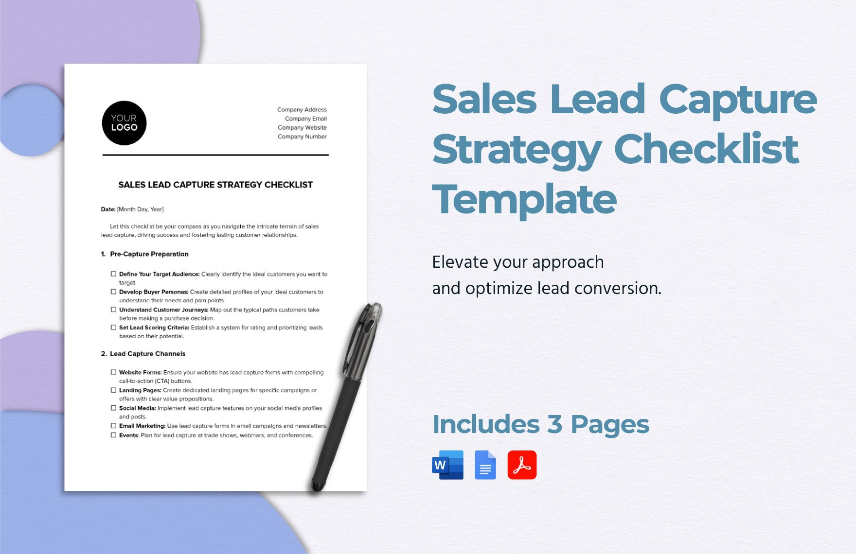 Sales Lead Capture Strategy Checklist Template