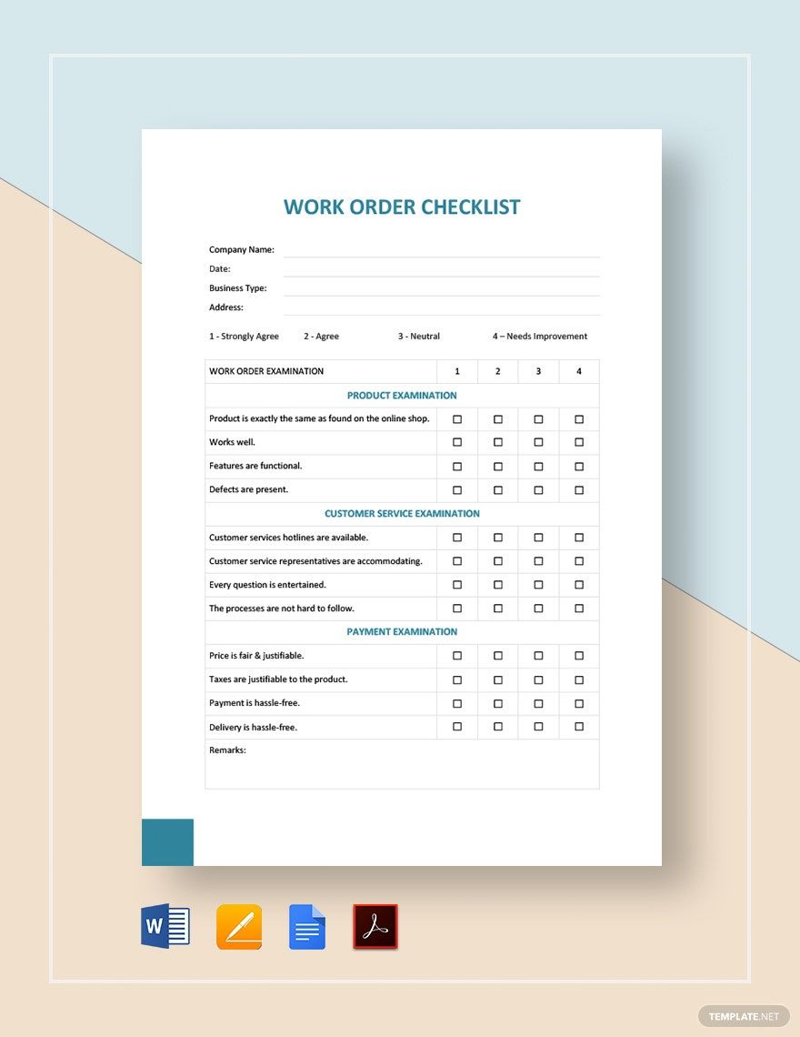 Work Order Checklist Template