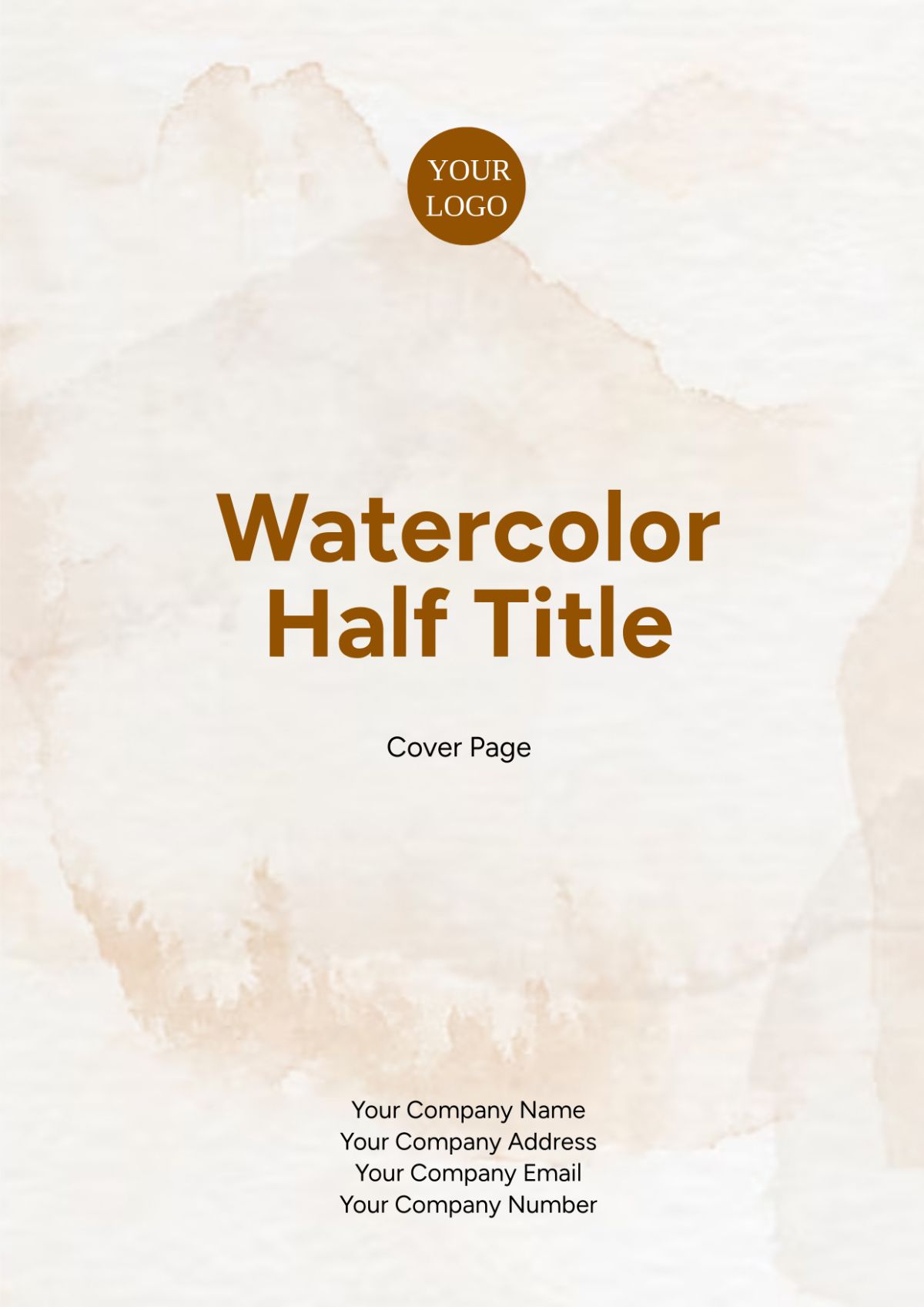 Watercolor Half Title Cover Page