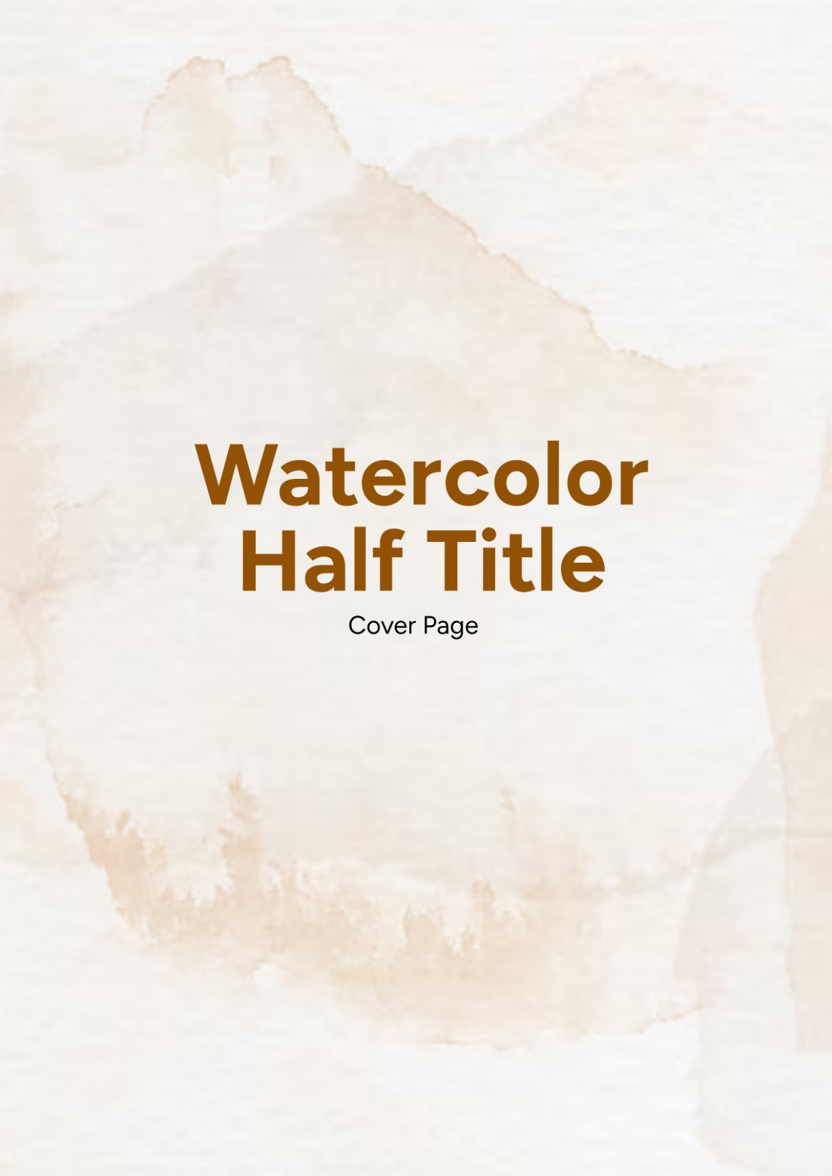 Watercolor Half Title Cover Page Template