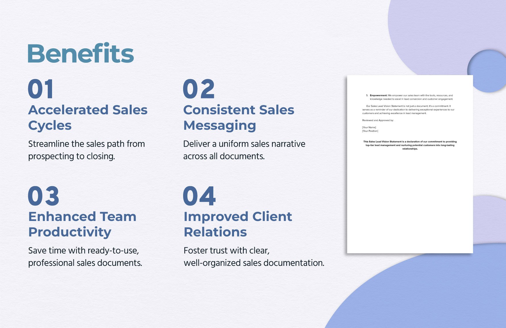 Sales Lead Vision Statement Template