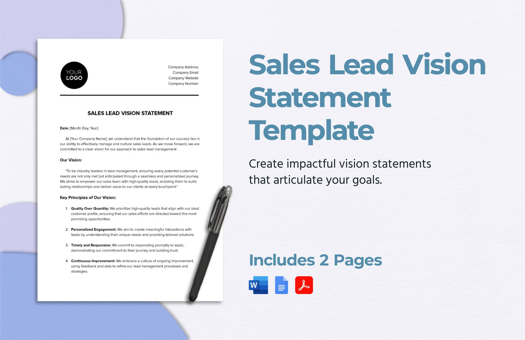 Sales Lead Vision Statement Template