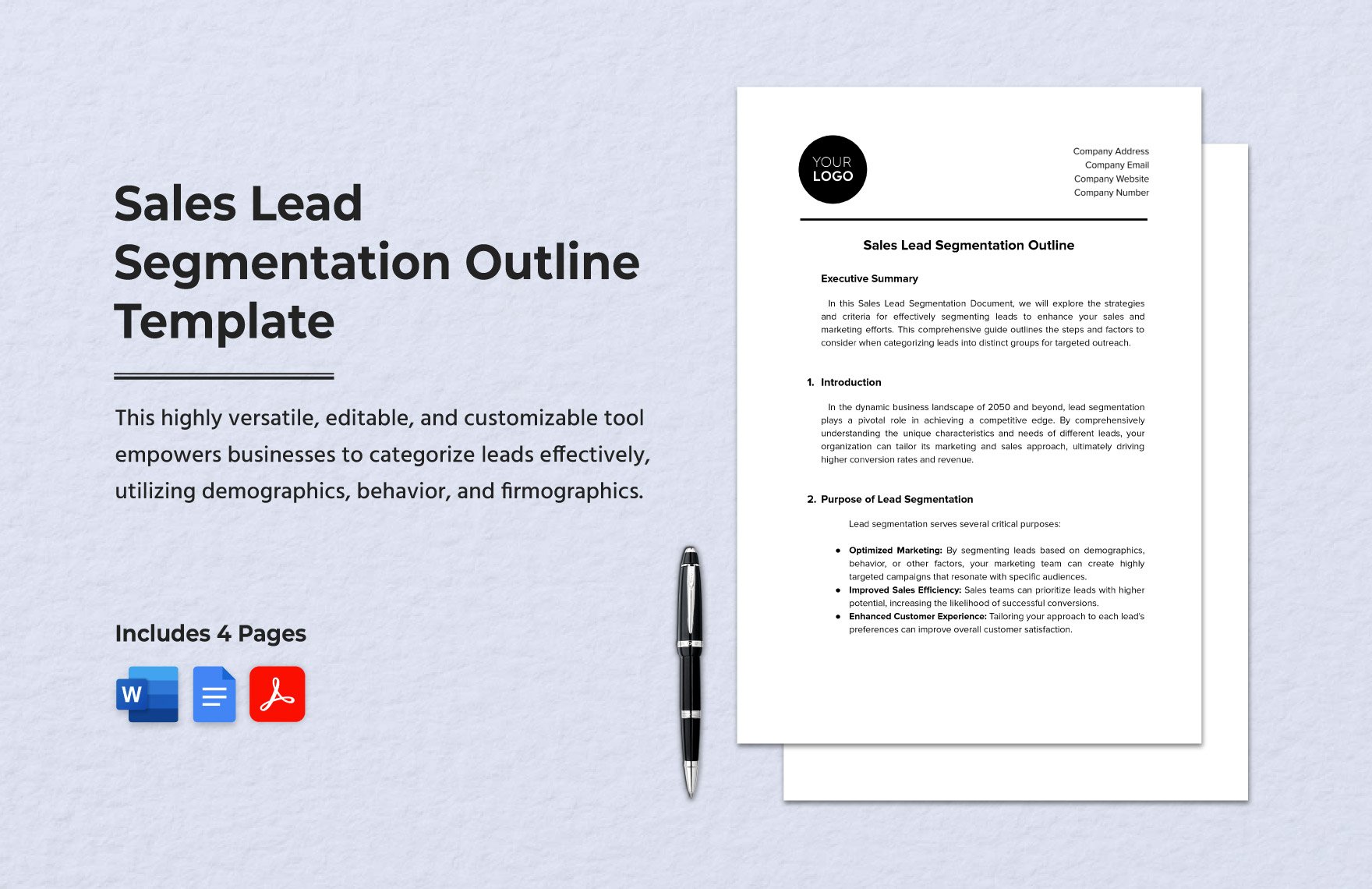 Sales Lead Segmentation Outline Template in Word, Google Docs, PDF