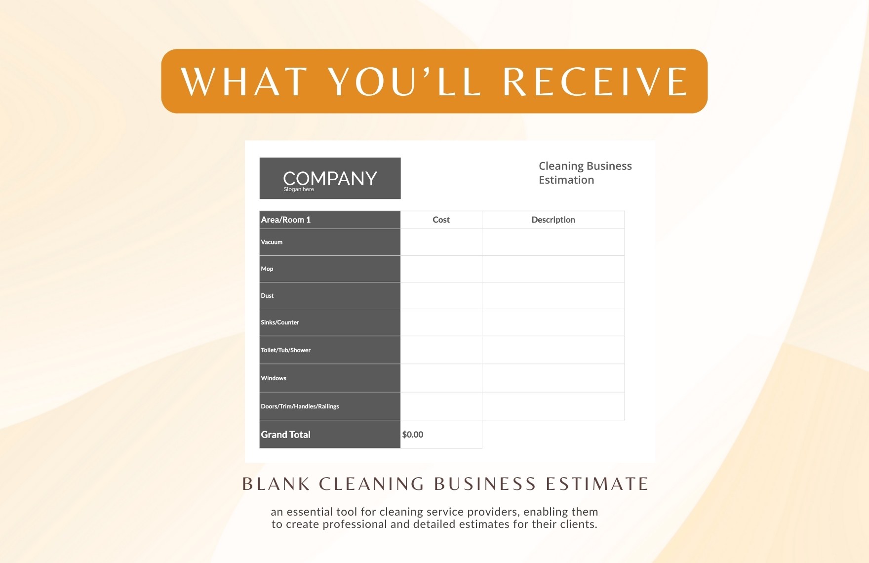Blank Cleaning Business Estimate Template