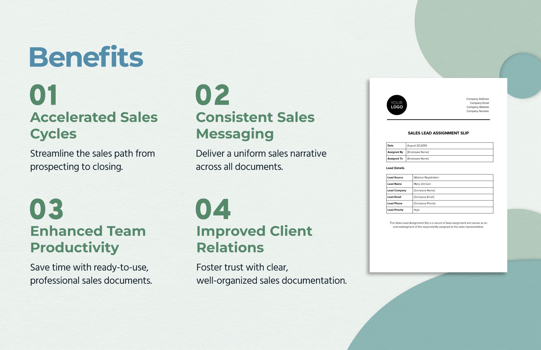 Sales Lead Assignment Slip Template