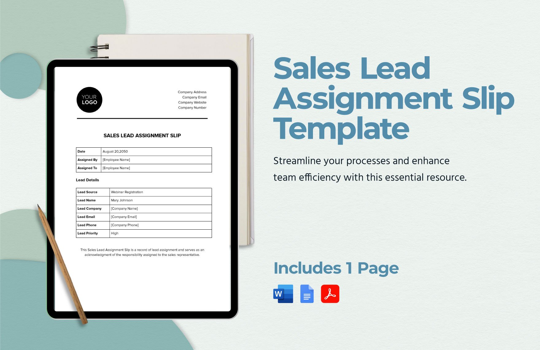 Sales Lead Assignment Slip Template in Word, Google Docs, PDF