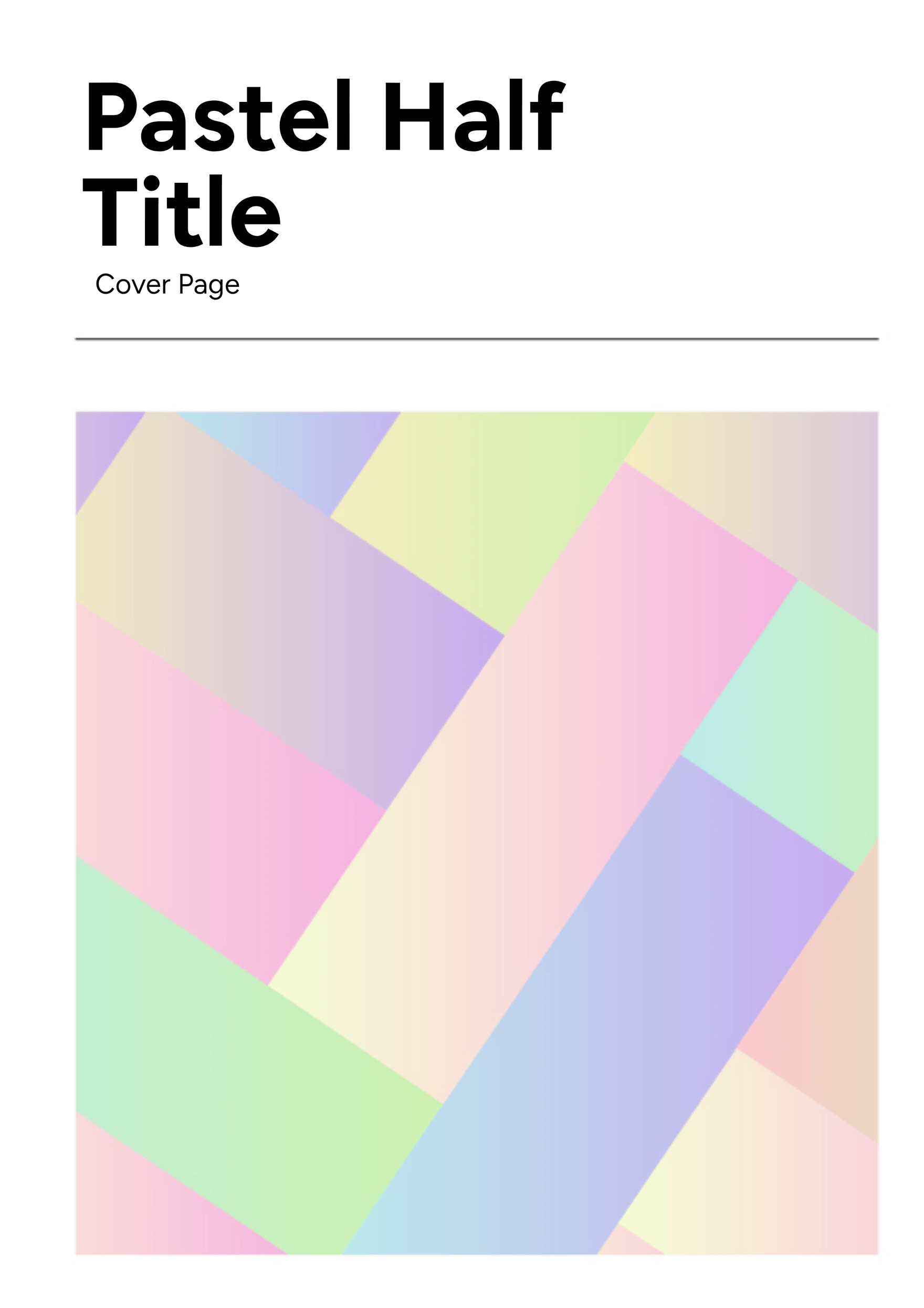 Free Pastel Half Title Cover Page Template