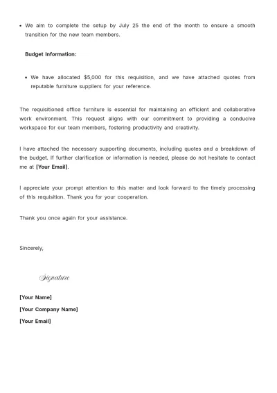 Free Requisition Letter Template to Edit Online