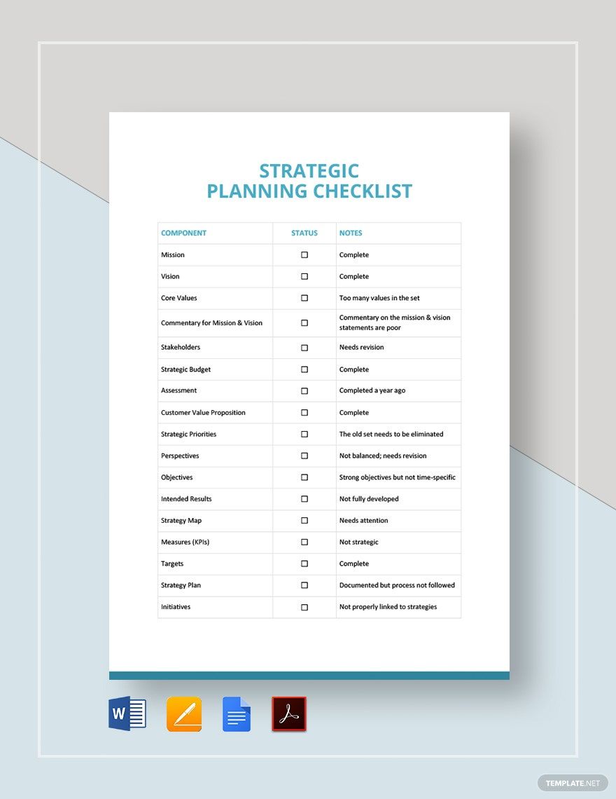 Strategic Planning Checklist Template