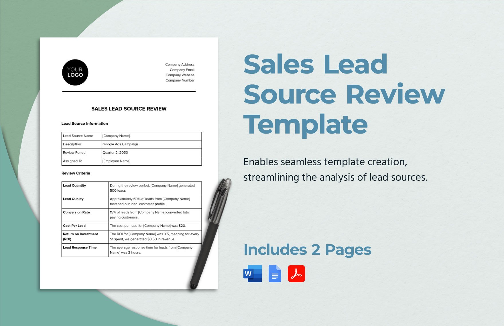 Sales Lead Source Review Template in Word, Google Docs, PDF