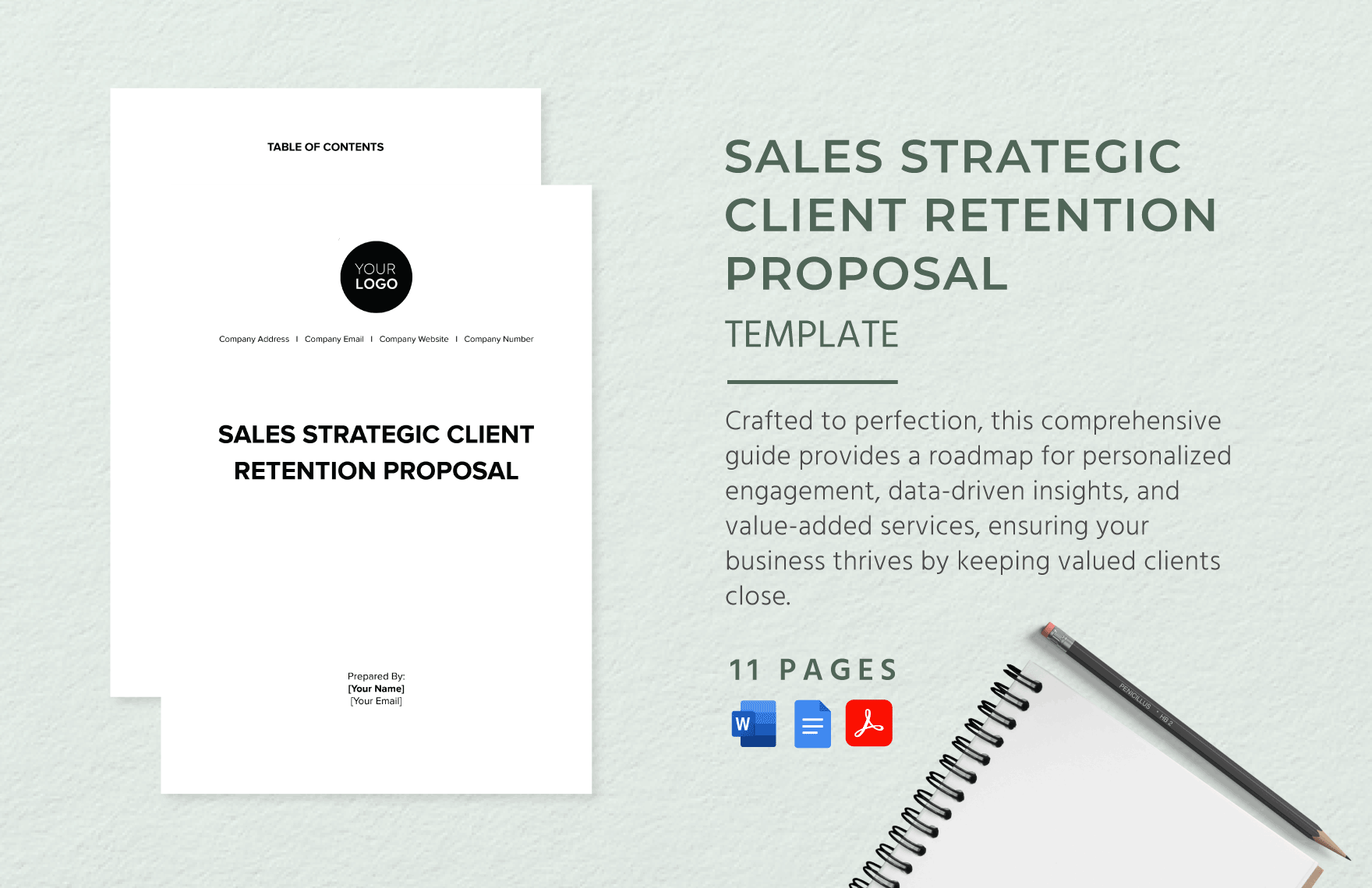 Sales Strategic Client Retention Proposal Template in Word, Google Docs, PDF