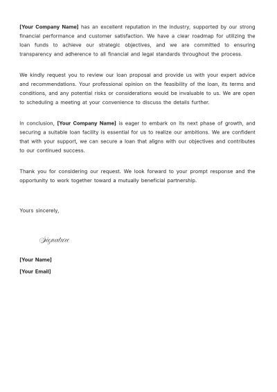 Free Loan Consideration Letter Template to Edit Online
