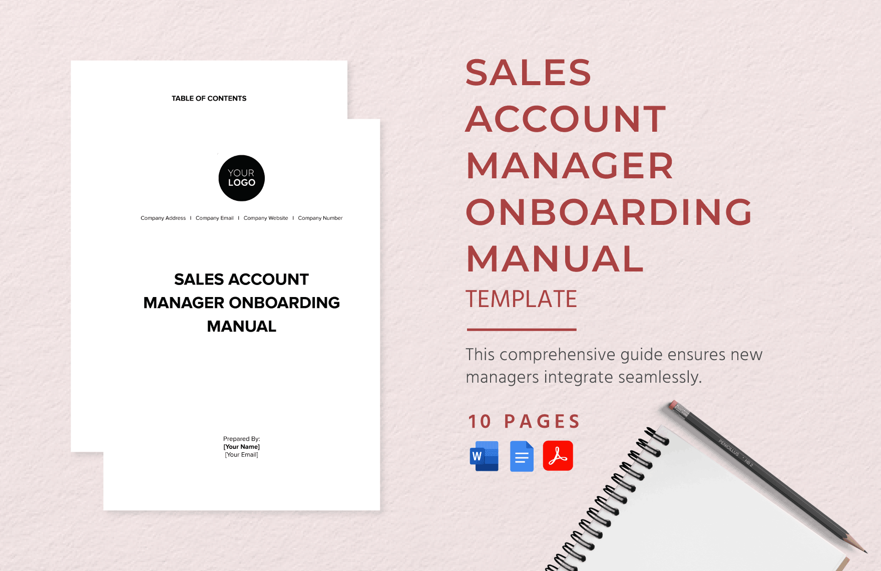 Sales Account Manager Onboarding Manual Template in Word, Google Docs, PDF