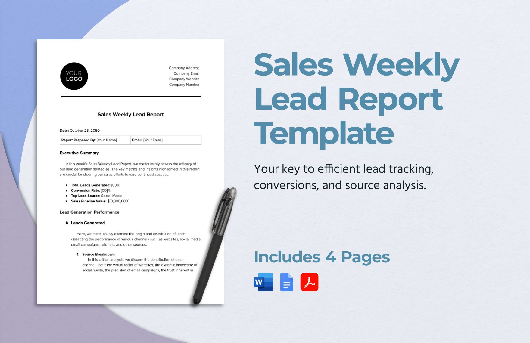 Sales Weekly Lead Report Template