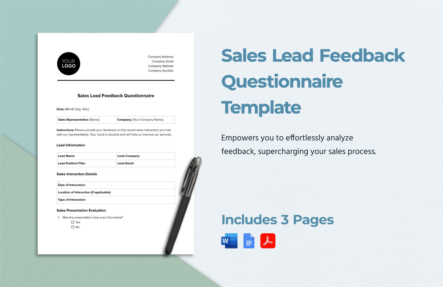 Sales Lead Feedback Questionnaire Template in Word, Google Docs, PDF