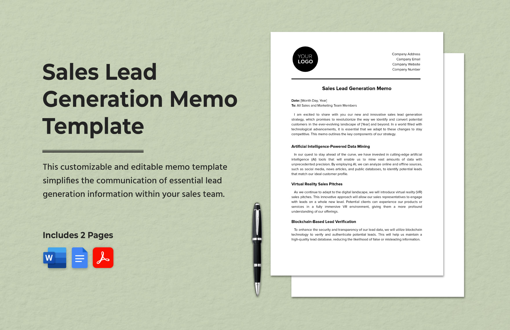 Sales Lead Generation Memo Template in Word, Google Docs, PDF