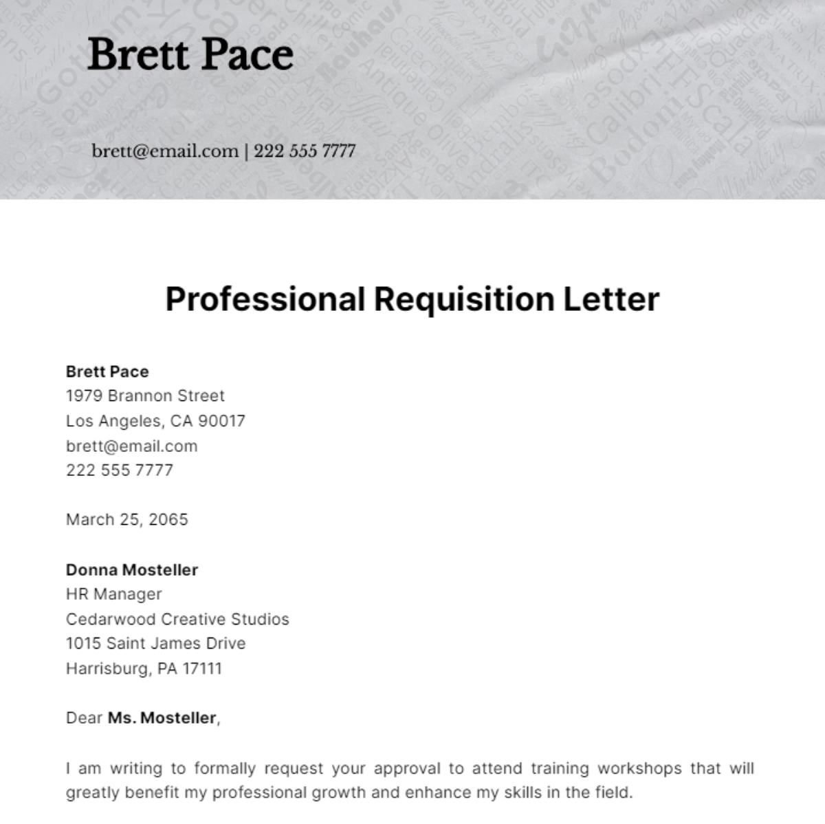 Professional Requisition Letter Template