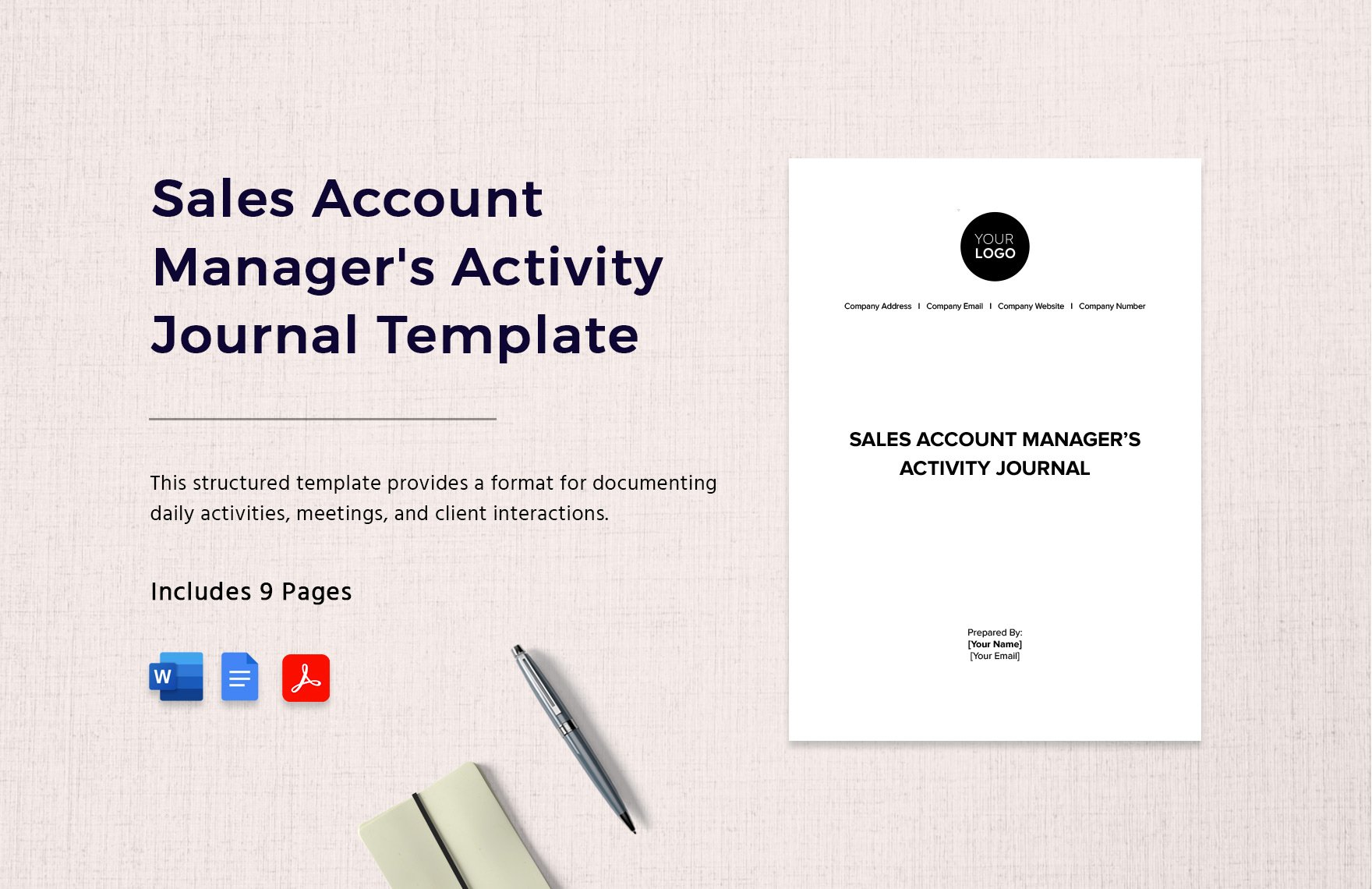 Sales Account Manager's Activity Journal Template