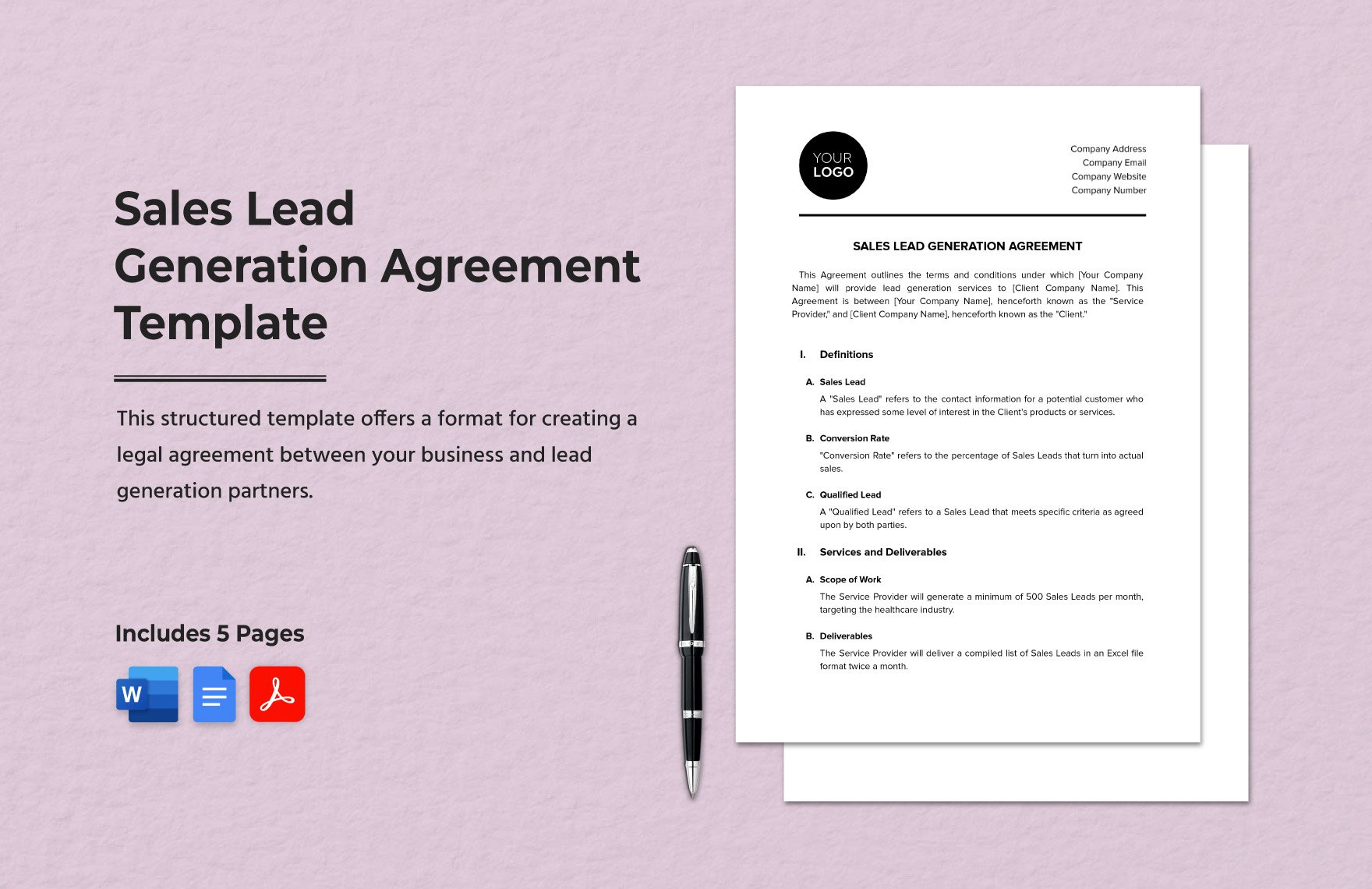 Sales Lead Generation Agreement Template in Word, Google Docs, PDF