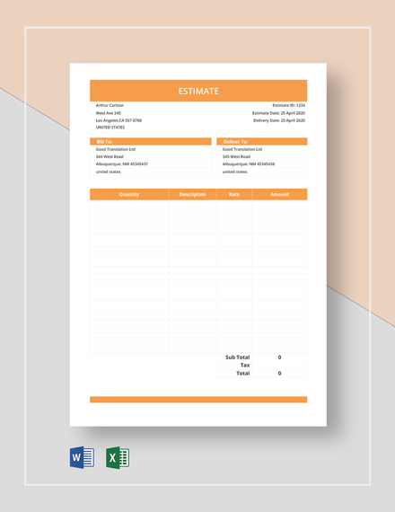 Blank Estimate Template In Microsoft Word Excel Template Net – NBKomputer