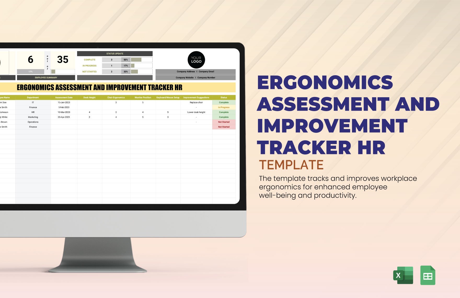 Ergonomics Assessment and Improvement Tracker HR Template