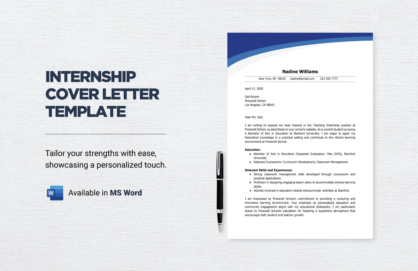 Internship Cover Letter Template