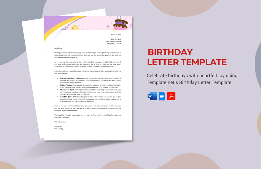Birthday Letter Template