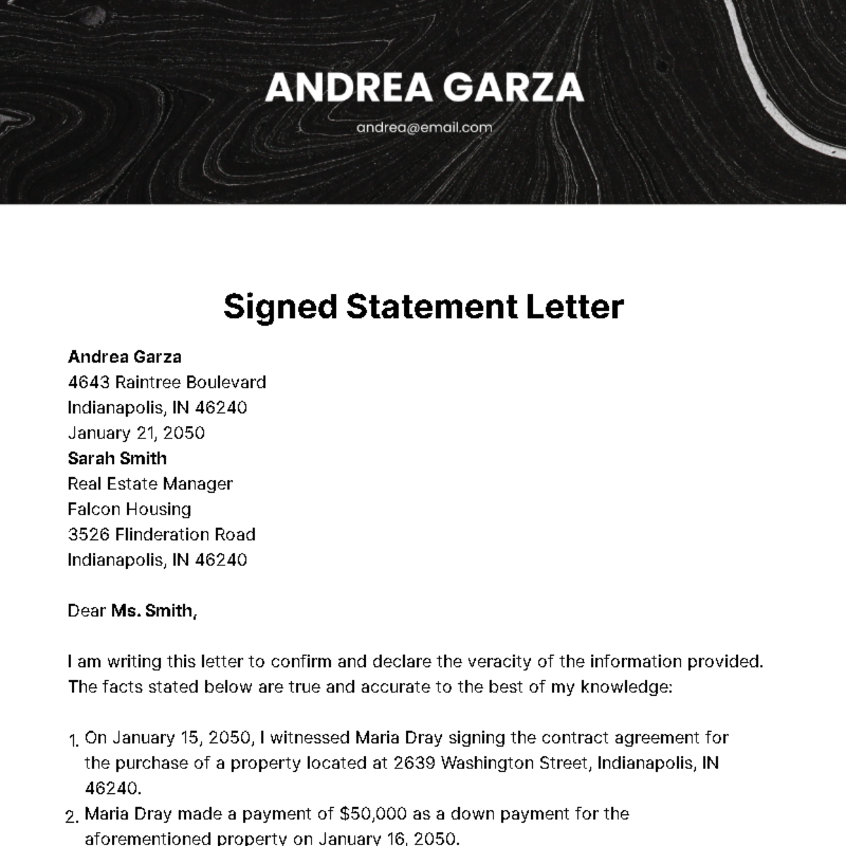 Signed Statement Letter Template