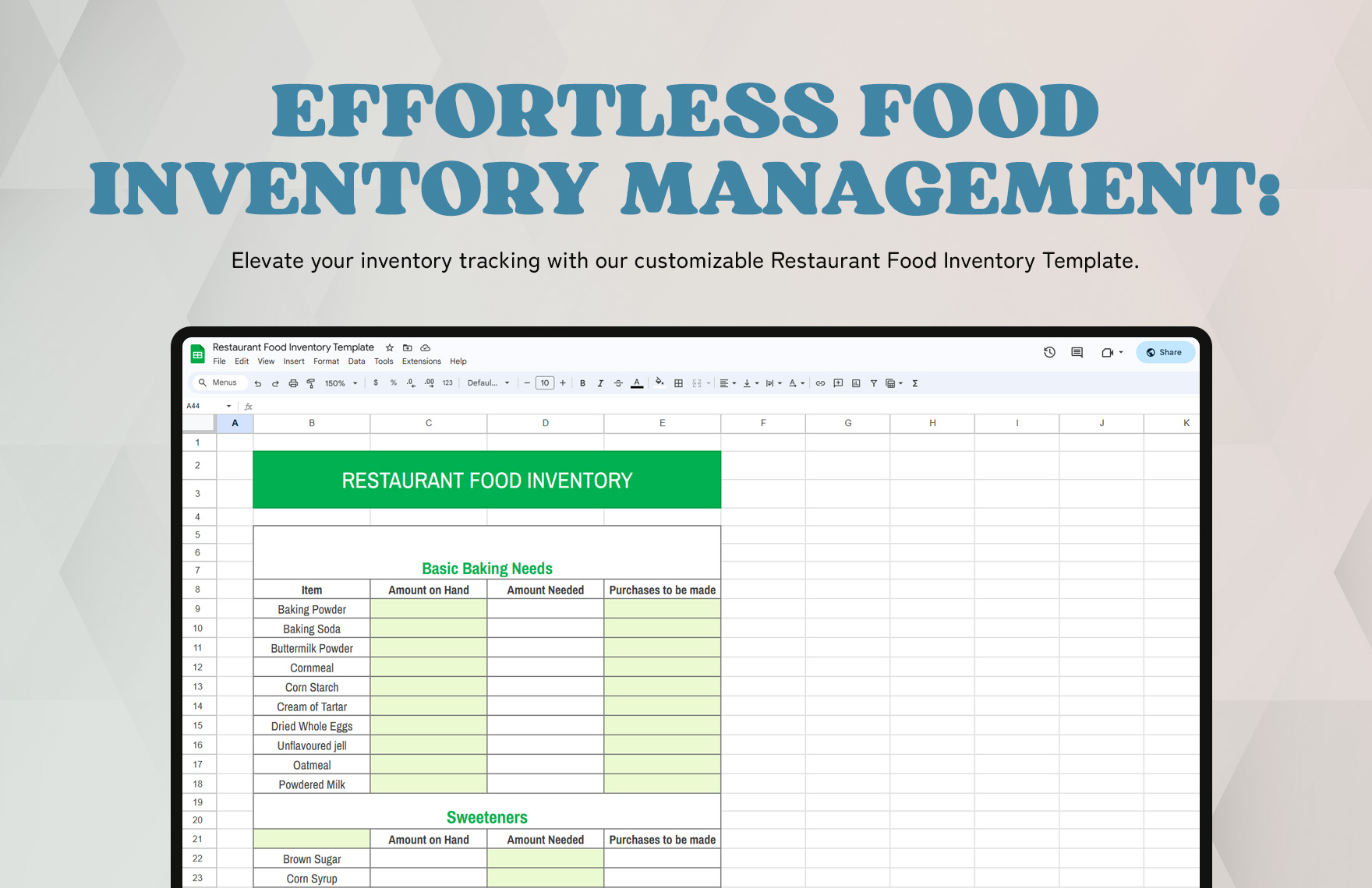 Restaurant Food Inventory Template
