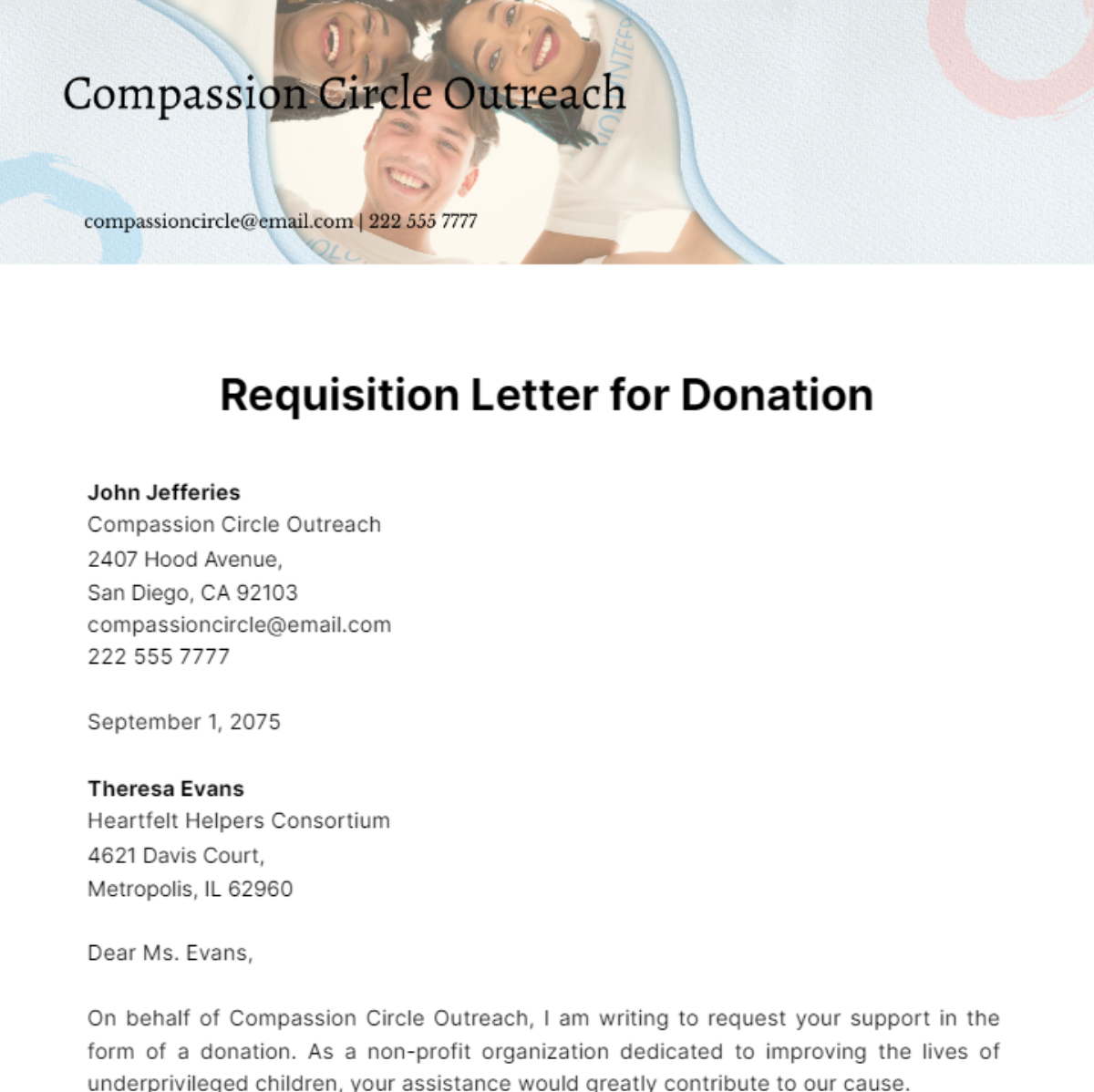 Requisition Letter for Donation Template