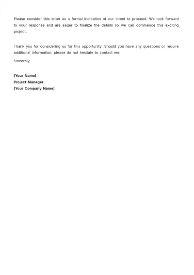 Free Professional Construction Letter of Intent Template to Edit Online
