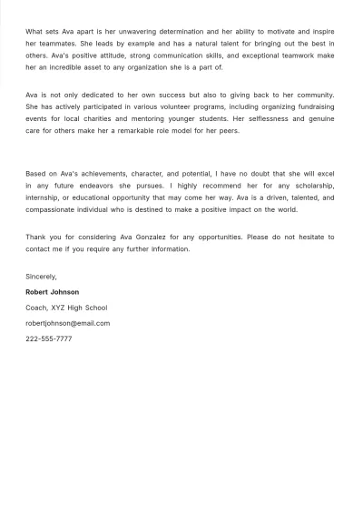 Free Letter Of Recommendation For A High School Student Template to Edit Online