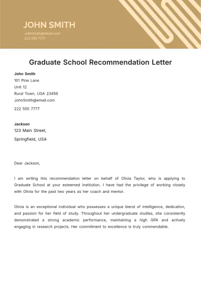 Free Graduate School Recommendation Letter Template to Edit Online