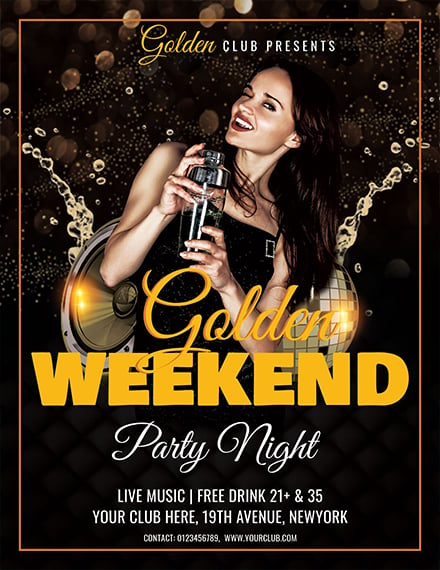 weekend night party flyer template 1x