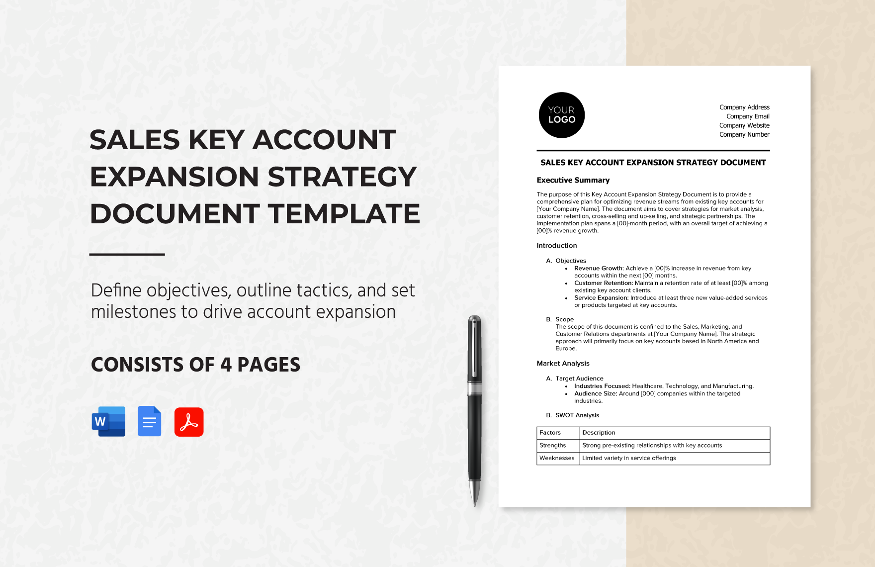 Sales Key Account Expansion Strategy Document Template in Word, Google Docs, PDF