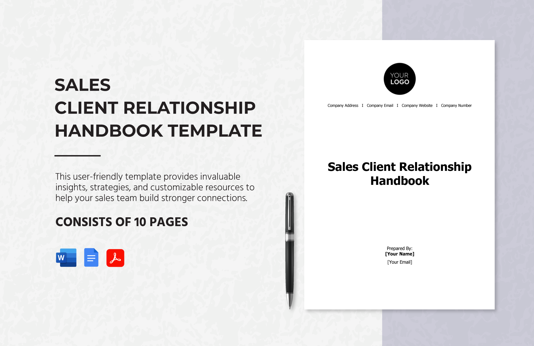 Sales Client Relationship Handbook Template in Word, Google Docs, PDF