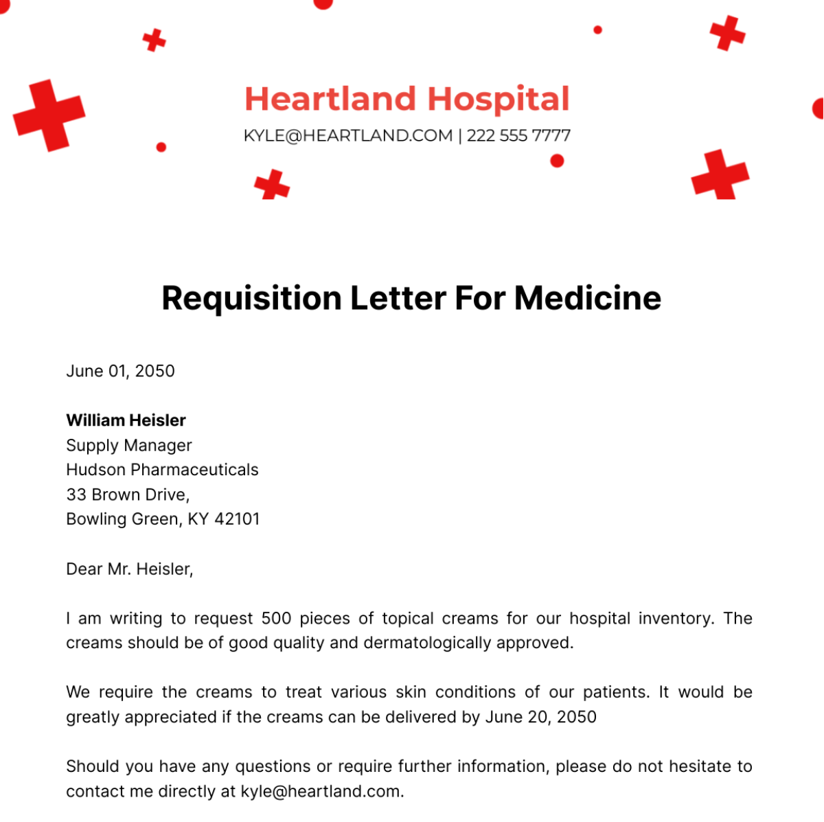 Requisition Letter for Medicine Template