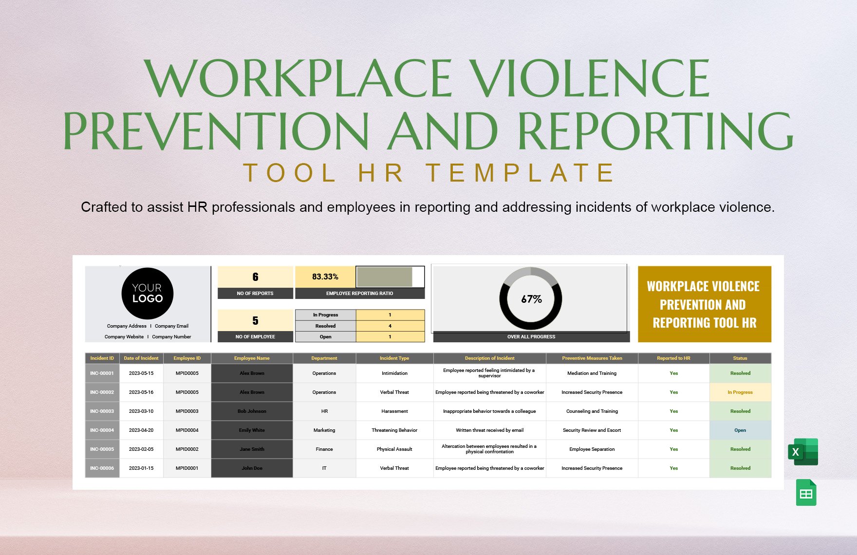 Workplace Violence Prevention and Reporting Tool HR Template
