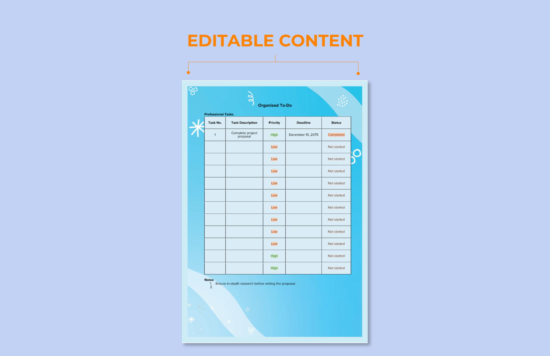 Organized To-Do List Template