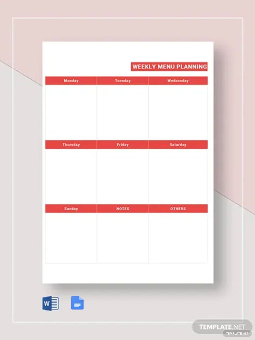 Weekly Menu Plan Template