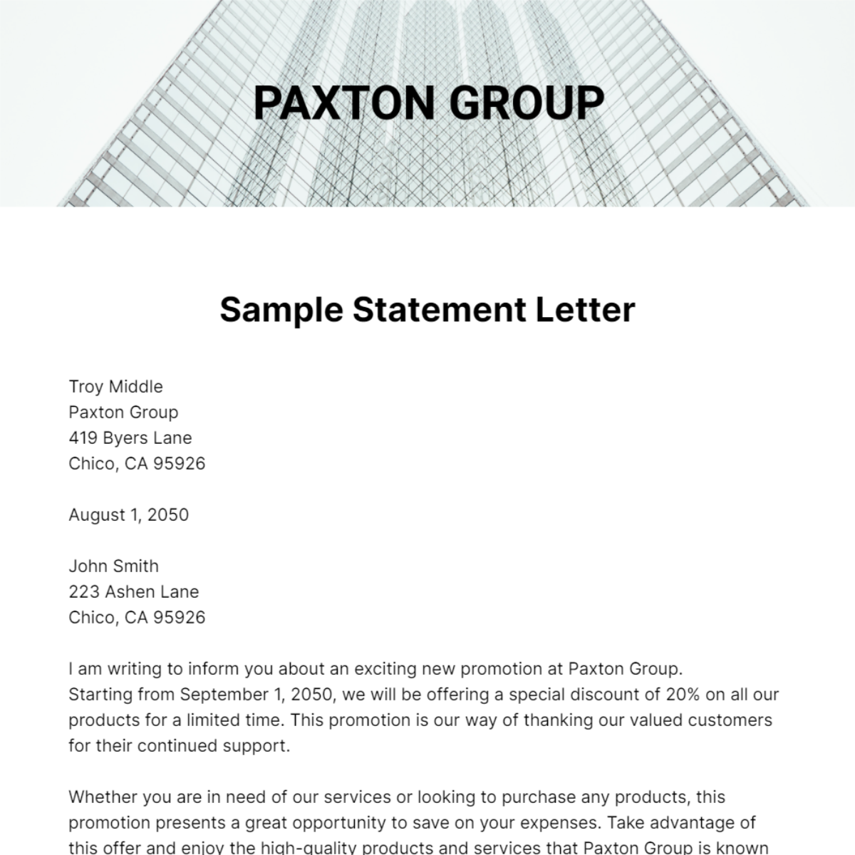 Sample Statement Letter Template
