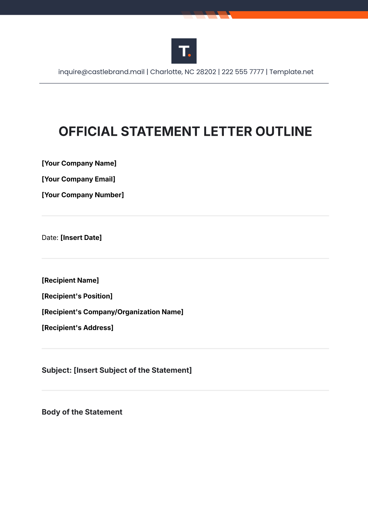 Official Statement Letter Outline Template - Edit Online & Download