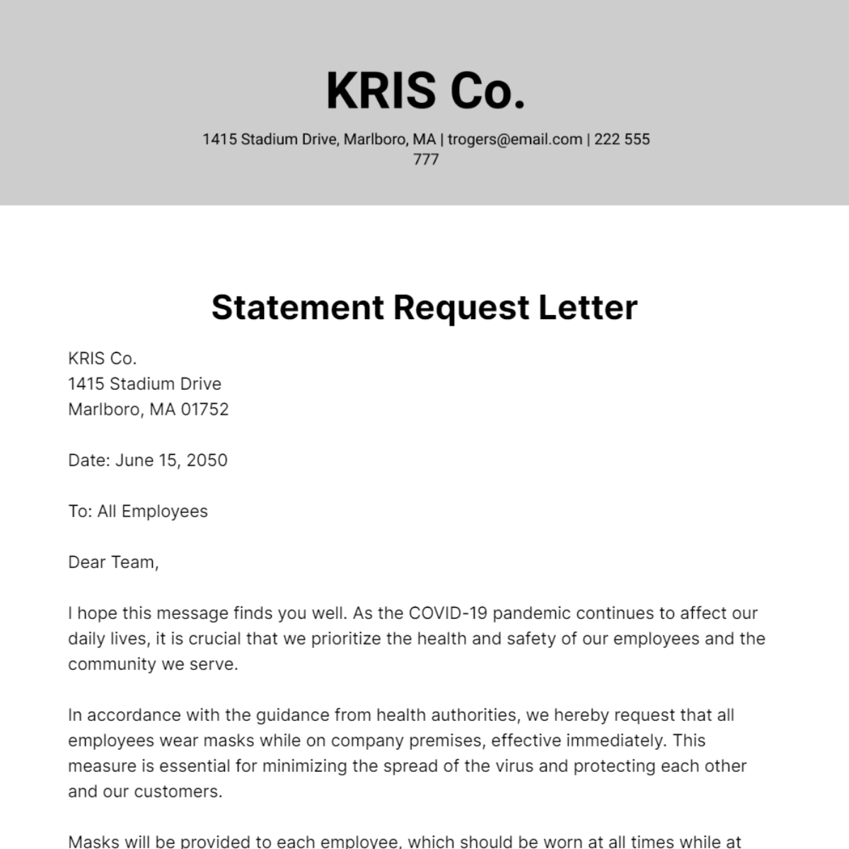 Free Statement Request Letter Template