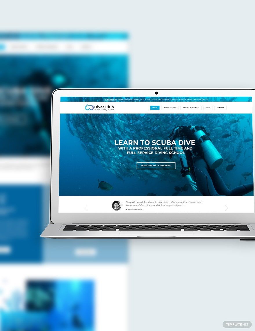 Scuba Diving School Bootstrap Landing Page Template