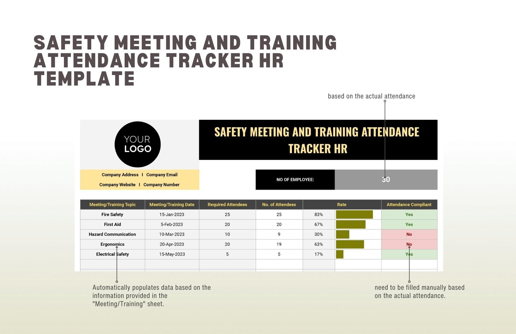 Safety Meeting and Training Attendance Tracker HR Template