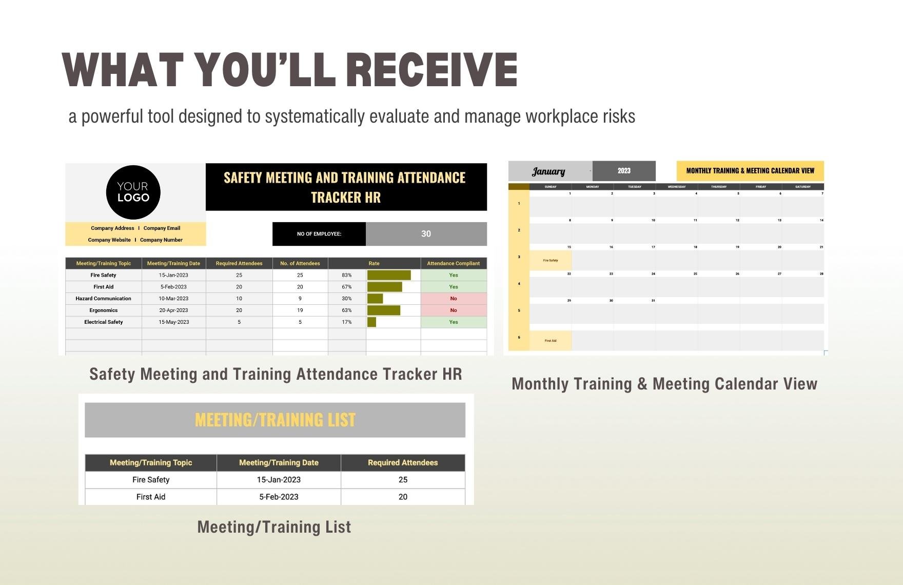 Safety Meeting and Training Attendance Tracker HR Template